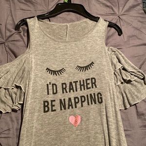 “I’d rather be napping” Open Shoulder Tank Top
